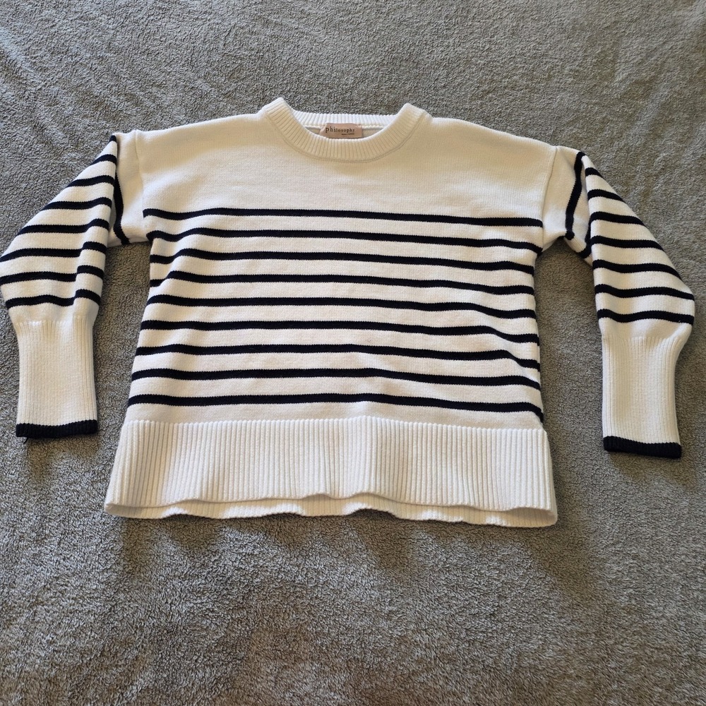 Philosophy Republic Women's Pullover Navy And White‎ Sweater Size Large